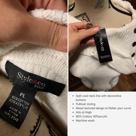 Button-Neck Tunic Sweater- BRAND NEW - Picture 4 of 4